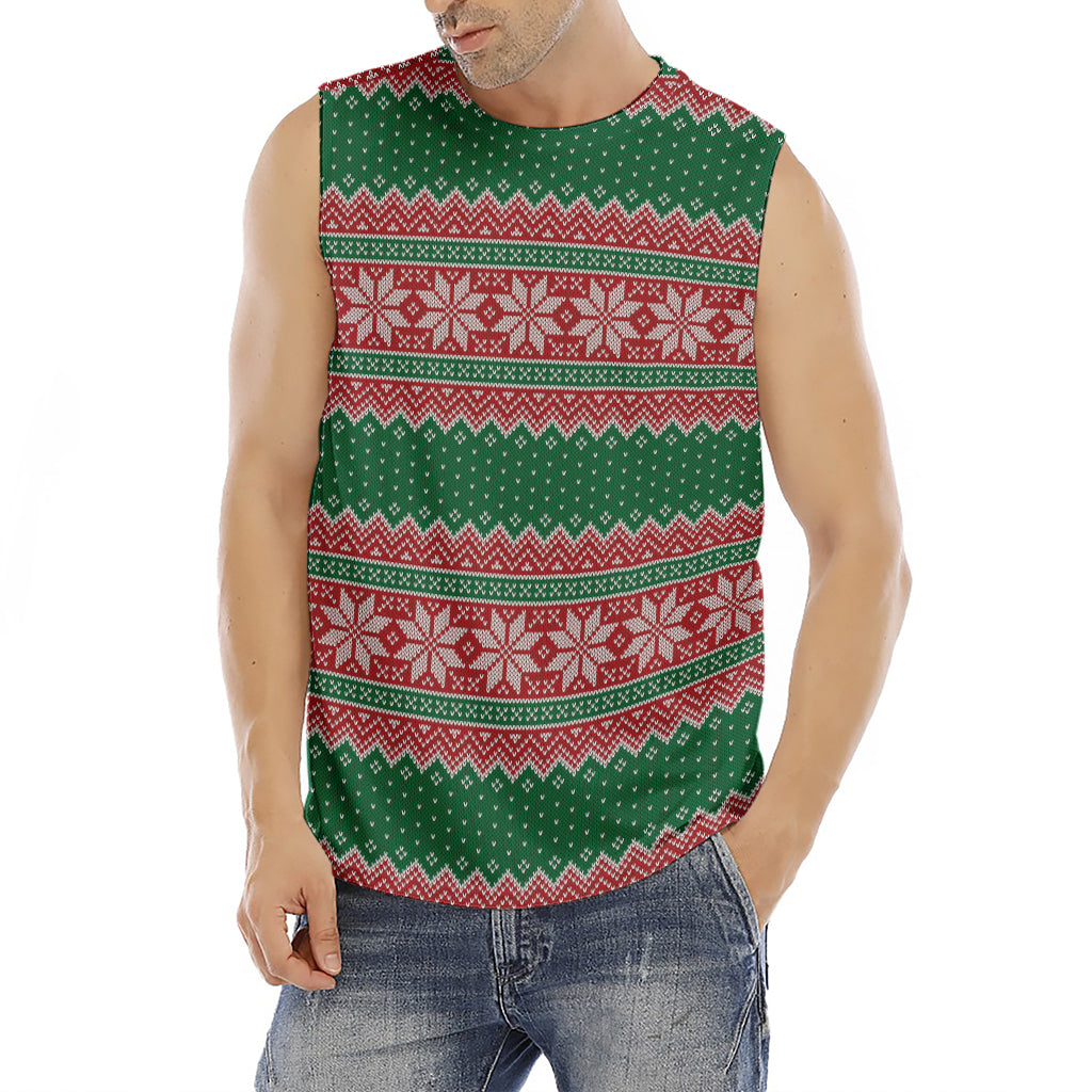 Christmas Knitted Pattern Print Men's Fitness Tank Top