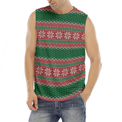 Christmas Knitted Pattern Print Men's Fitness Tank Top