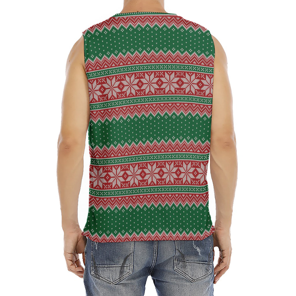Christmas Knitted Pattern Print Men's Fitness Tank Top