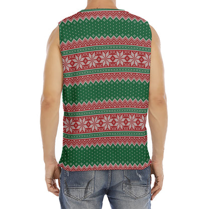 Christmas Knitted Pattern Print Men's Fitness Tank Top
