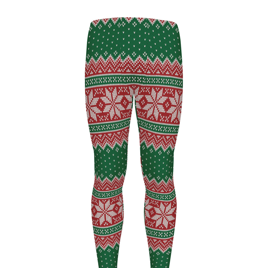 Christmas Knitted Pattern Print Men's leggings