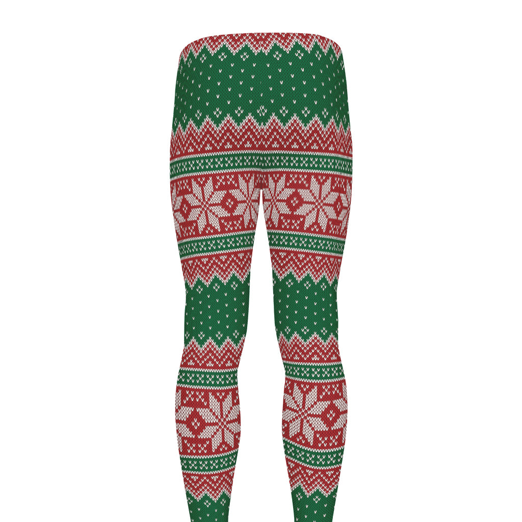 Christmas Knitted Pattern Print Men's leggings