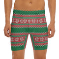 Christmas Knitted Pattern Print Men's Long Boxer Briefs