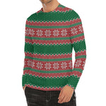 Christmas Knitted Pattern Print Men's Long Sleeve Rash Guard