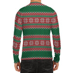 Christmas Knitted Pattern Print Men's Long Sleeve Rash Guard