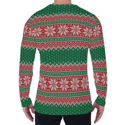 Christmas Knitted Pattern Print Men's Long Sleeve T-Shirt