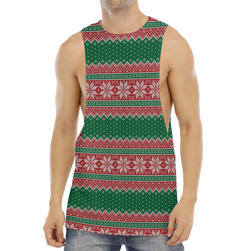Christmas Knitted Pattern Print Men's Muscle Tank Top