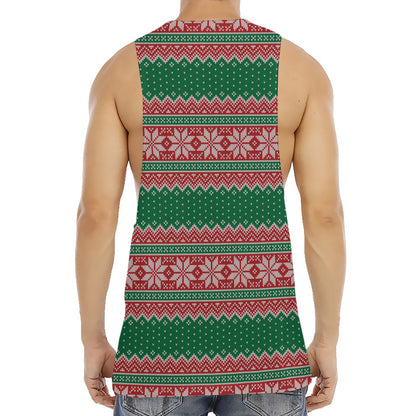 Christmas Knitted Pattern Print Men's Muscle Tank Top