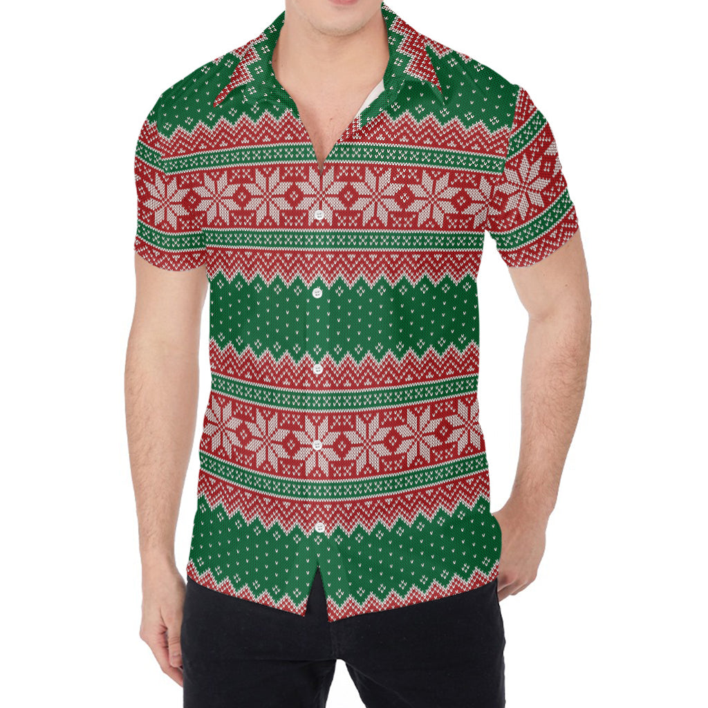 Christmas Knitted Pattern Print Men's Shirt