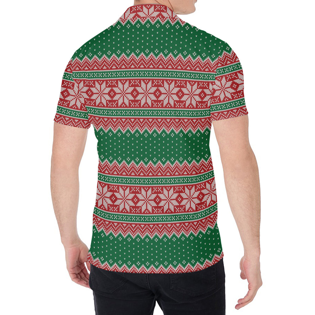Christmas Knitted Pattern Print Men's Shirt