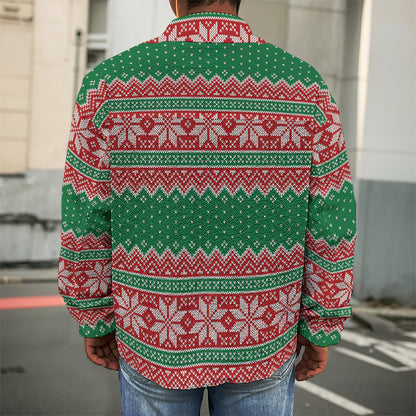 Christmas Knitted Pattern Print Men's Shirt Jacket