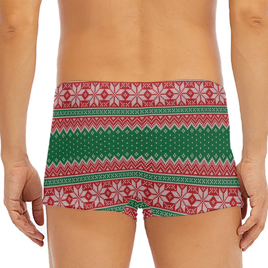 Christmas Knitted Pattern Print Men's Short Boxer Briefs