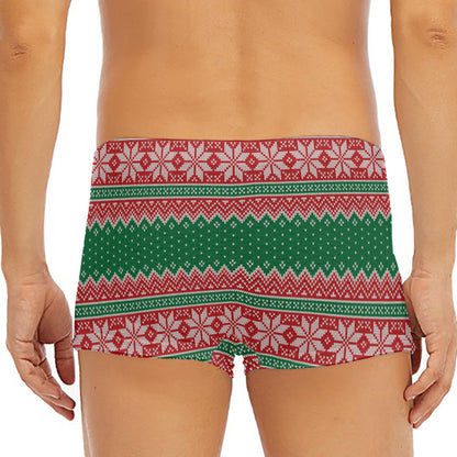 Christmas Knitted Pattern Print Men's Short Boxer Briefs