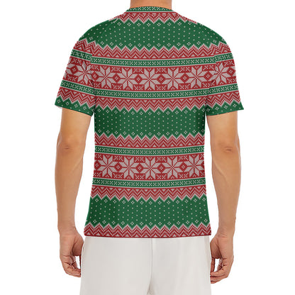 Christmas Knitted Pattern Print Men's Short Sleeve Rash Guard