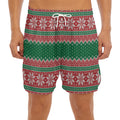 Christmas Knitted Pattern Print Men's Split Running Shorts