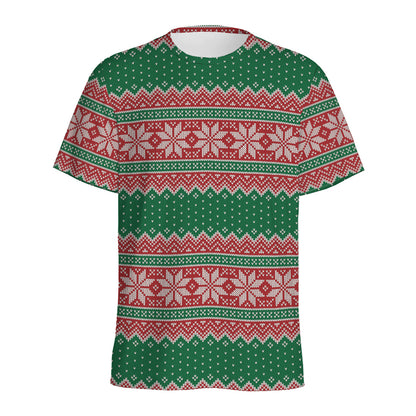 Christmas Knitted Pattern Print Men's Sports T-Shirt