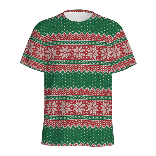 Christmas Knitted Pattern Print Men's Sports T-Shirt