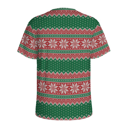 Christmas Knitted Pattern Print Men's Sports T-Shirt