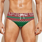 Christmas Knitted Pattern Print Men's Swim Briefs