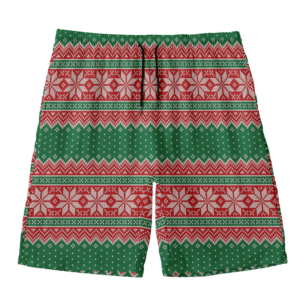Christmas Knitted Pattern Print Men's Swim Trunks