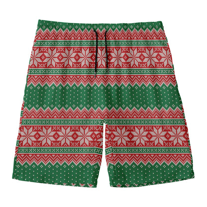 Christmas Knitted Pattern Print Men's Swim Trunks