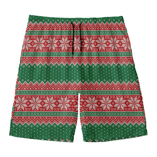 Christmas Knitted Pattern Print Men's Swim Trunks