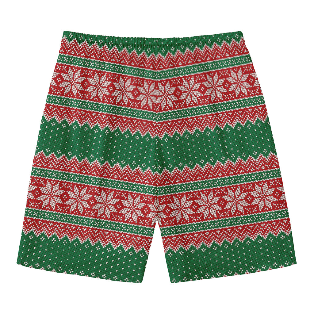 Christmas Knitted Pattern Print Men's Swim Trunks