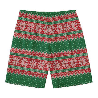 Christmas Knitted Pattern Print Men's Swim Trunks