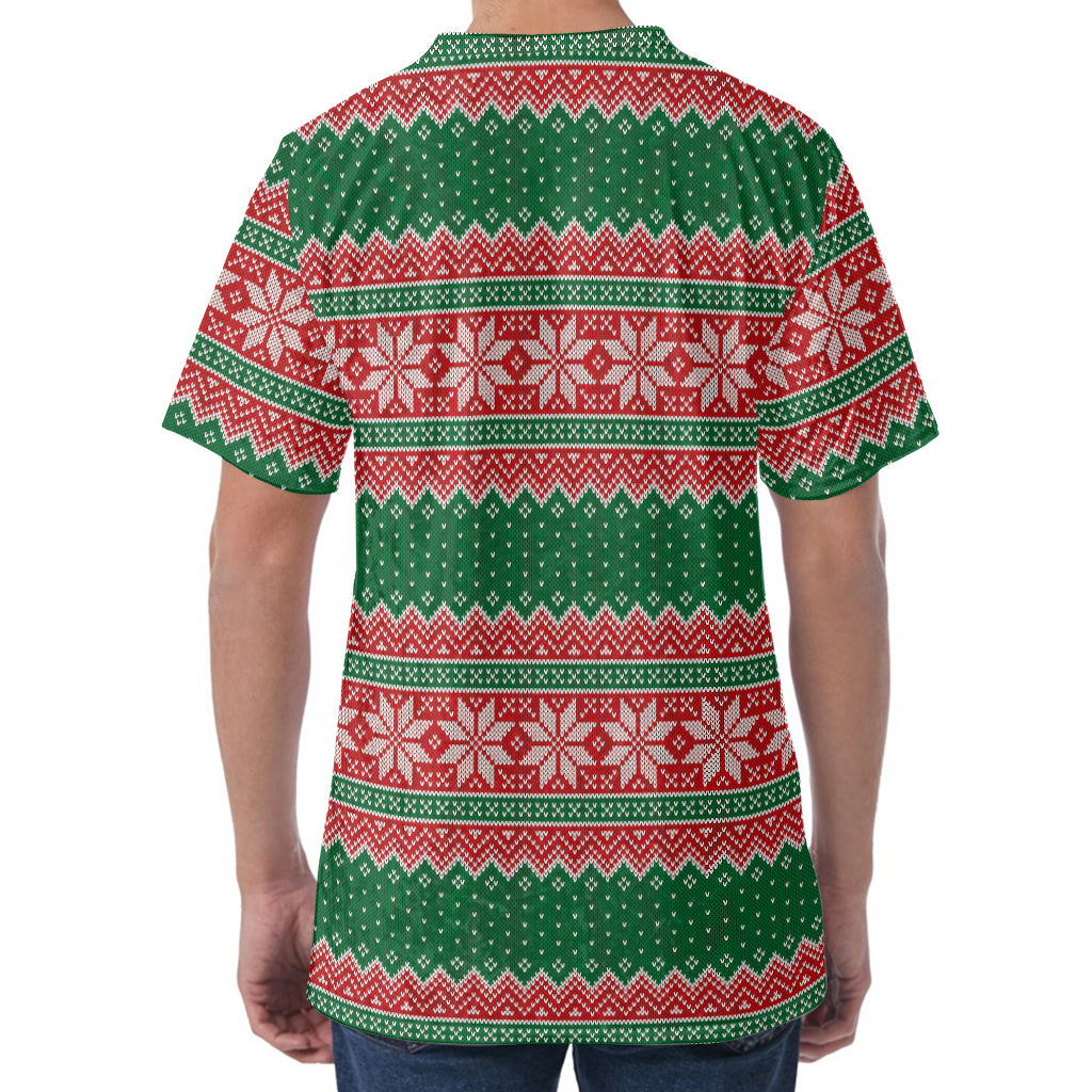 Christmas Knitted Pattern Print Men's Velvet T-Shirt