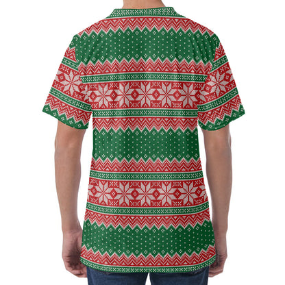 Christmas Knitted Pattern Print Men's Velvet T-Shirt