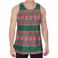 Christmas Knitted Pattern Print Men's Velvet Tank Top