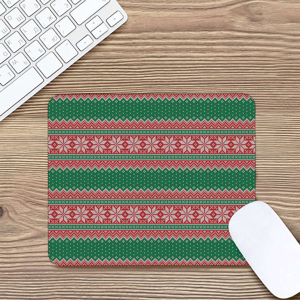 Christmas Knitted Pattern Print Mouse Pad