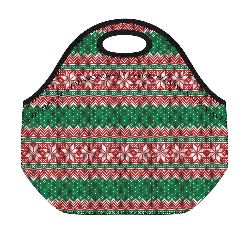 Christmas Knitted Pattern Print Neoprene Lunch Bag