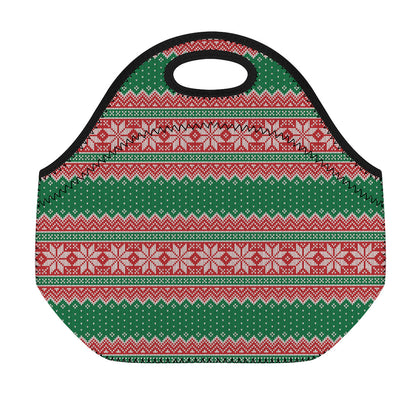 Christmas Knitted Pattern Print Neoprene Lunch Bag