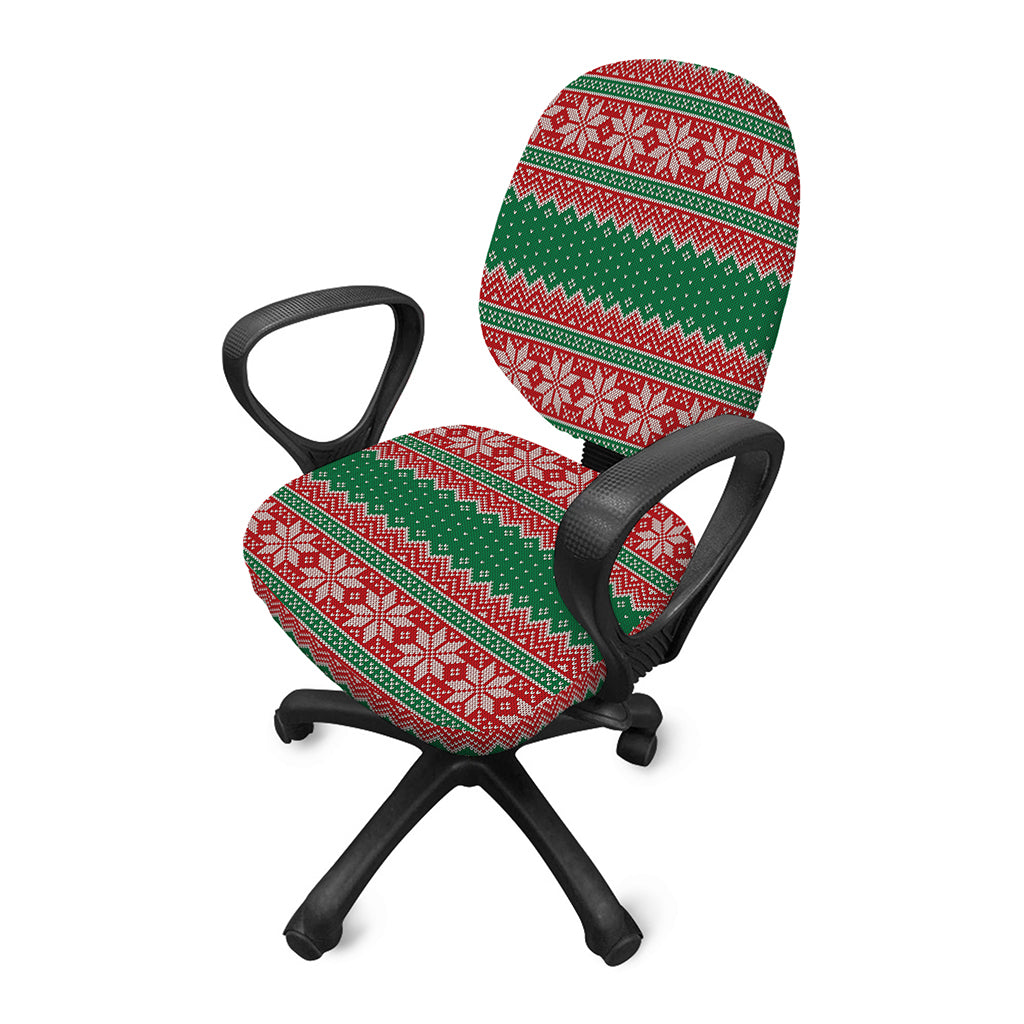 Christmas Knitted Pattern Print Office Chair Cover