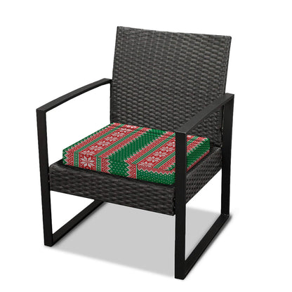 Christmas Knitted Pattern Print Outdoor Seat Cushion Cover