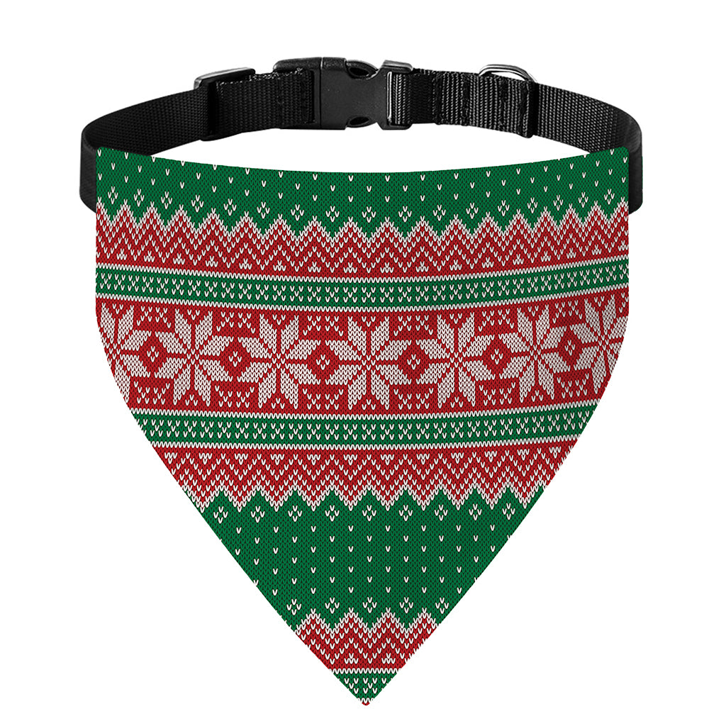 Christmas Knitted Pattern Print Over The Collar Dog Bandana