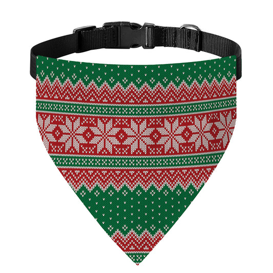 Christmas Knitted Pattern Print Over The Collar Dog Bandana