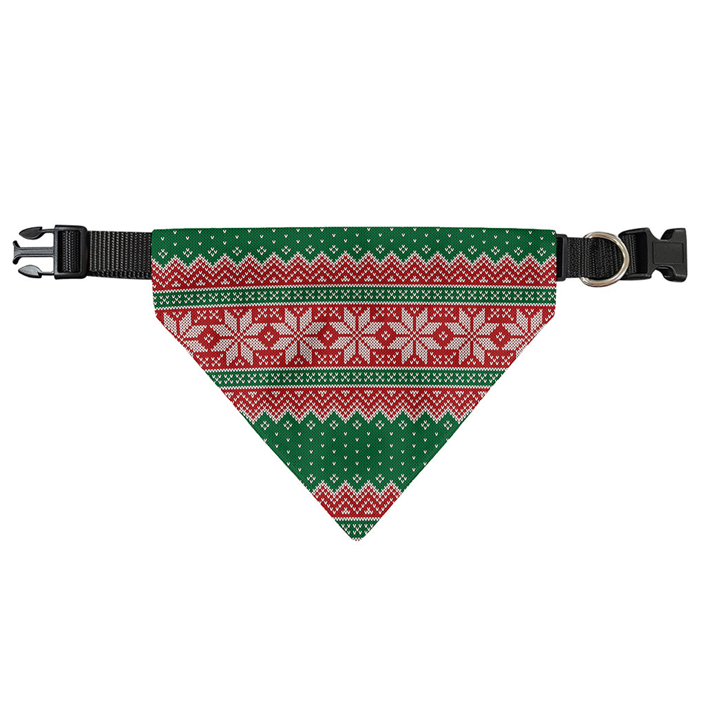 Christmas Knitted Pattern Print Over The Collar Dog Bandana
