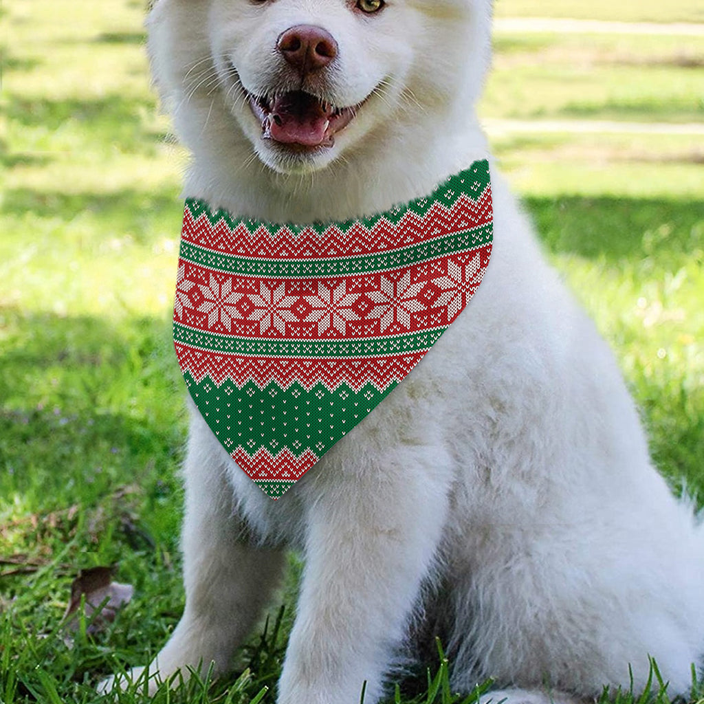 Christmas Knitted Pattern Print Over The Collar Dog Bandana