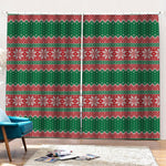Christmas Knitted Pattern Print Pencil Pleat Curtains