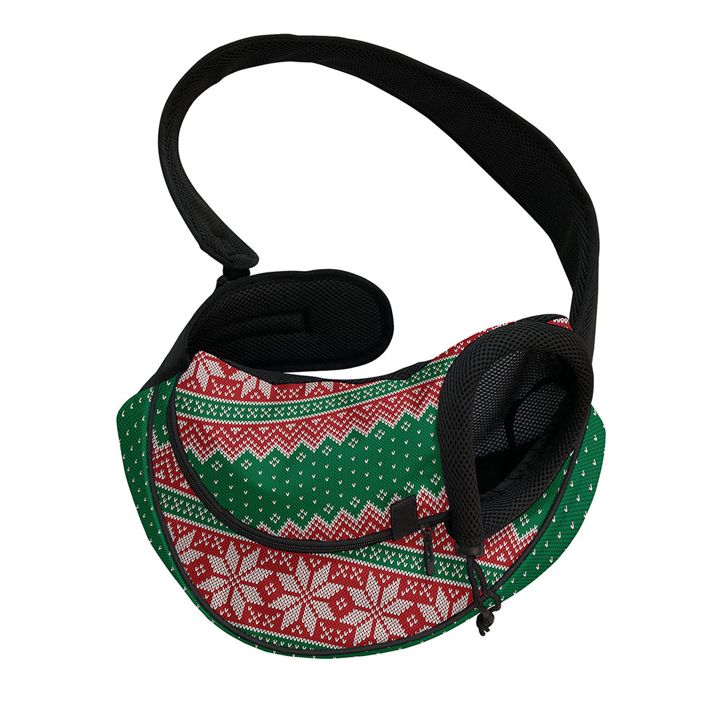 Christmas Knitted Pattern Print Pet Sling Carrier