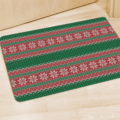 Christmas Knitted Pattern Print Polyester Doormat