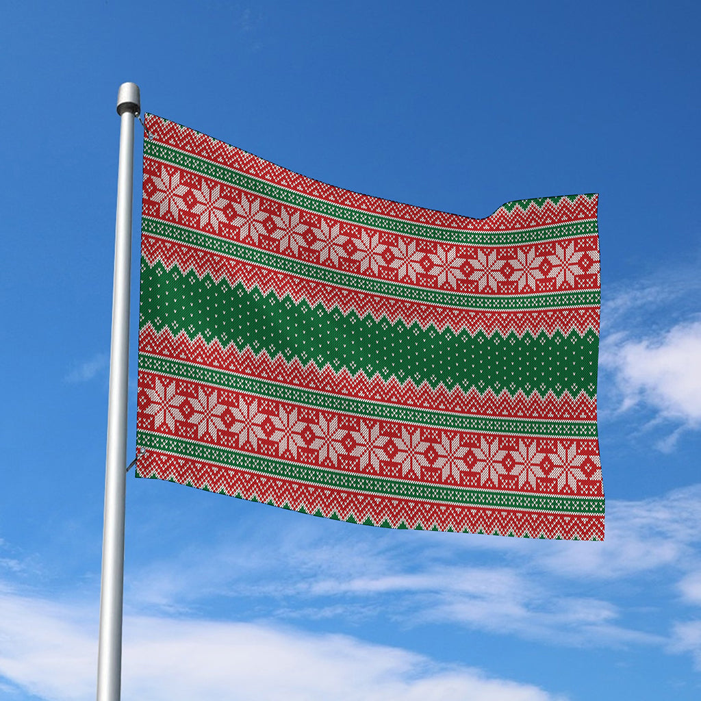 Christmas Knitted Pattern Print Polyester Flag