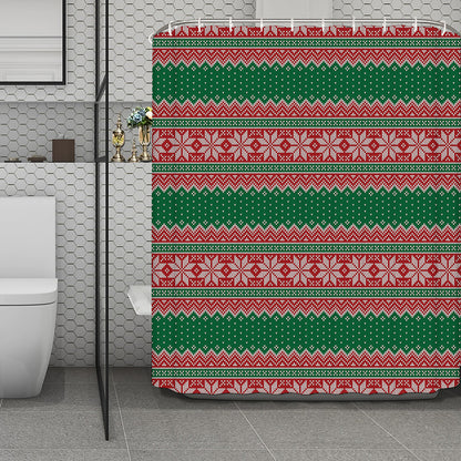 Christmas Knitted Pattern Print Polyester Shower Curtain