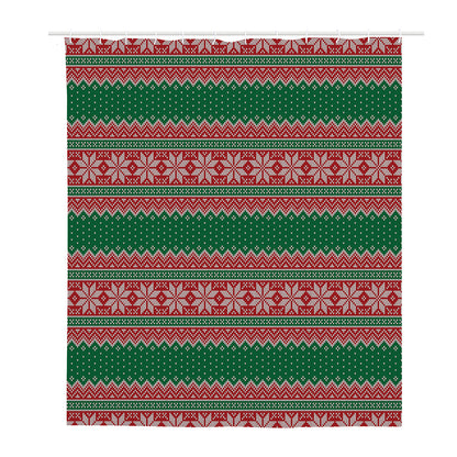 Christmas Knitted Pattern Print Polyester Shower Curtain