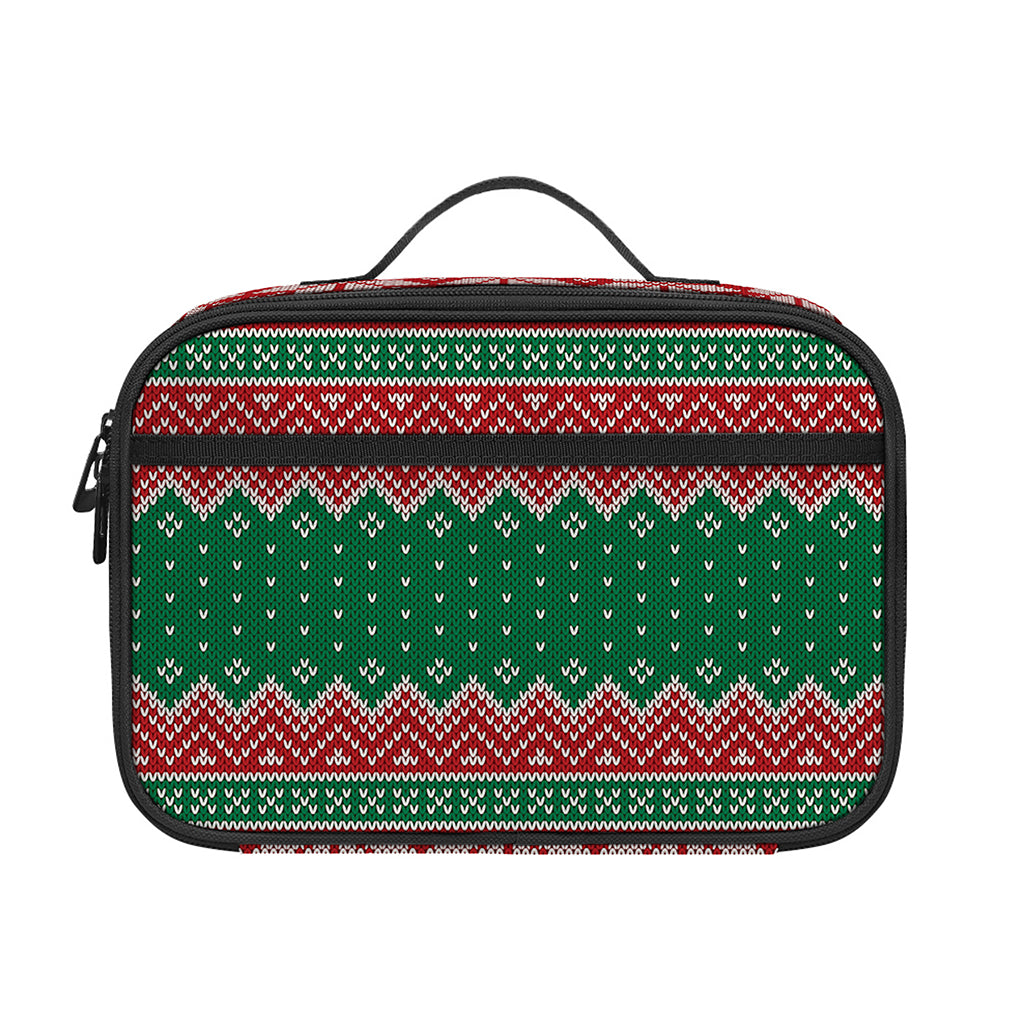 Christmas Knitted Pattern Print Portable Lunch Bag