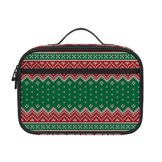 Christmas Knitted Pattern Print Portable Lunch Bag