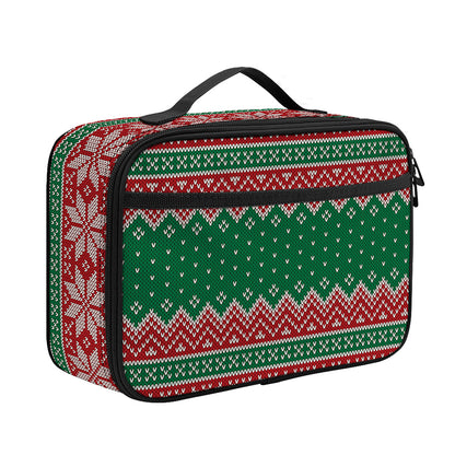 Christmas Knitted Pattern Print Portable Lunch Bag
