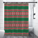 Christmas Knitted Pattern Print Premium Shower Curtain